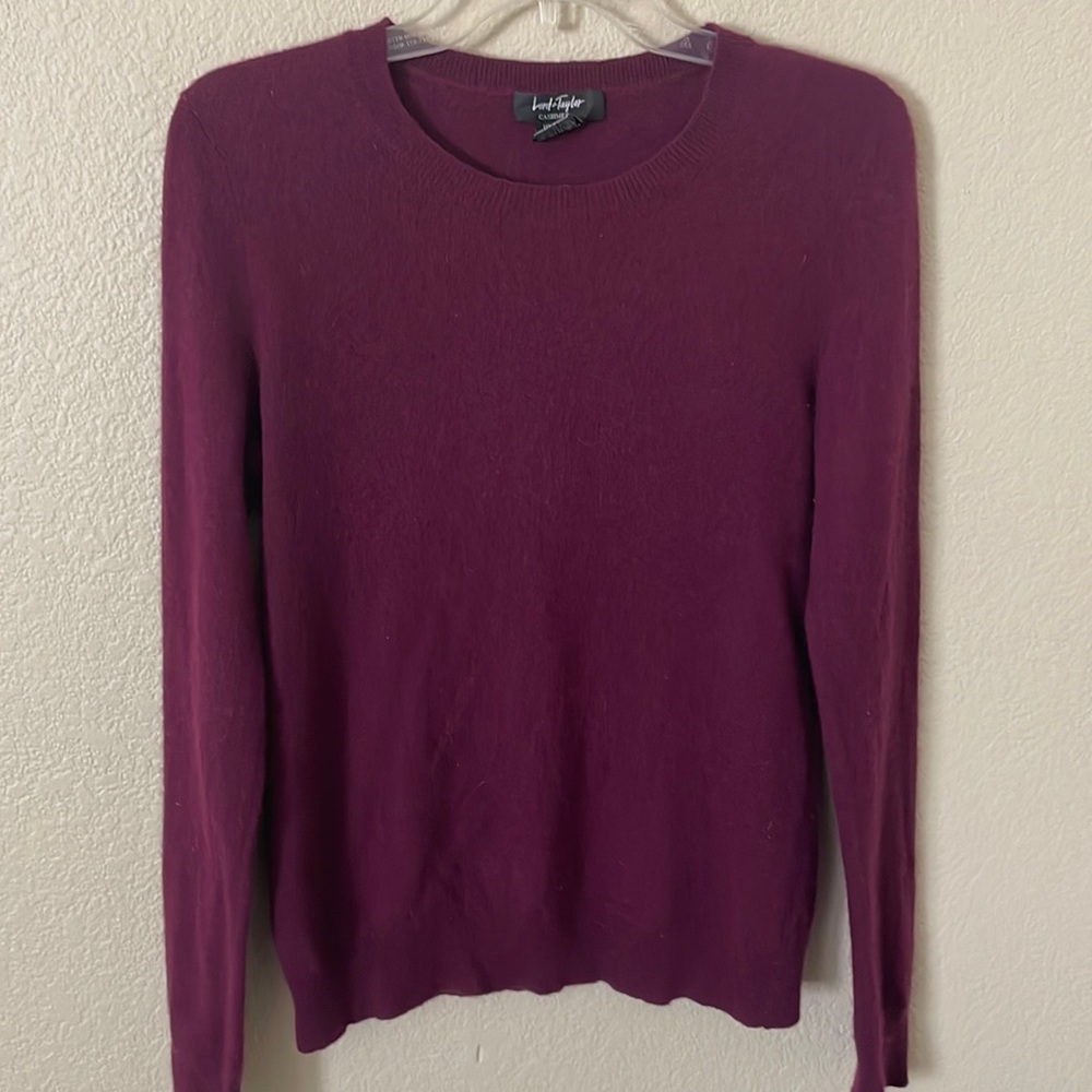 Plum colored 100% cashmere crew neck sweater by Lord & Taylor